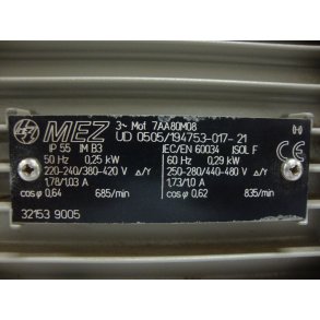 El-motor 0,25kw  80-8 B14 400V, FL 80 B14 700 o/min