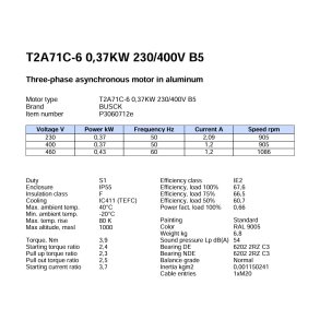 El-motor 0,37kw  71-6 B5 400V, FL 71 B5 0900 o/min