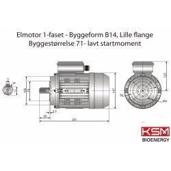 El-motor 0,37kw  71-4 B14 230V+, FL 71 B14 1400 o/min
