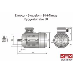El-motor 0,55kw  80-6 B14 400V, FL 80 B14 900 o/min