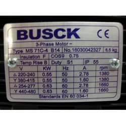 El-motor 0,55kw  71-4 B14 400V, FL 71 B14 1400 o/min
