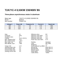 El-motor 0,55kw  71-4 B5 400V, FL 71 B5 1400 o/min