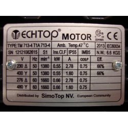 El-motor 0,55kw  71-4 B5 400V, FL 71 B5 1400 o/min