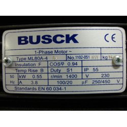 El-motor 0,55kw  80-4 B14 230V, FL 80 B14 1400 o/min