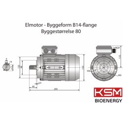 El-motor 0,55kw  80-4 B14 400V, FL 80 B14 1400 o/min