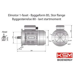 El-motor 0,55kw  80-4 B5 230V, FL 80 B5 1400 o/min