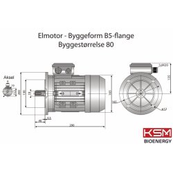 El-motor 0,55kw  80-4 B5 400V, FL 80 B5 1400 o/min