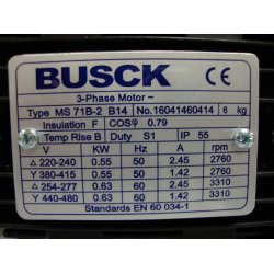 El-motor 0,55kw  71-2 B14 400V, FL 71-B14 2800 o/min