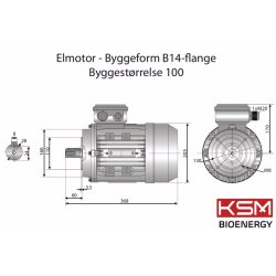 El-motor 0,75kw  90-8 B14 400V, FL 90 B14 715 o/min