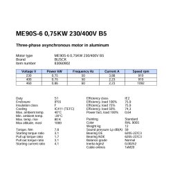 El-motor 0,75kw  80-6 B5 400V, FL 80 B5 900 o/min