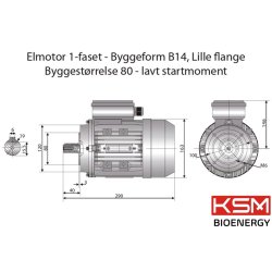 El-motor 0,75kw  80-4 B14 230V, FL 80 B14 1400 o/min