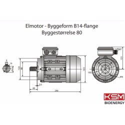 El-motor 0,75kw  80-4 B14 400V, FL 80 B14 1400 o/min