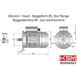 El-motor 0,75kw  80-4 B5 230V, FL 80 B5 1400 o/min