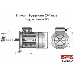 El-motor 0,75kw  80-4 B5 400V, FL 80 B5 1400 o/min