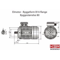 El-motor 0,75kw  80-2 B14 400V, FL 80 B14 2800 o/min