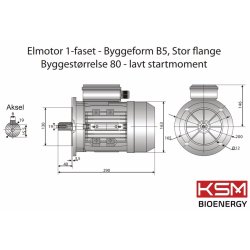 El-motor 0,75kw  80-2 B5 230V, FL 80 B5 2800 o/min
