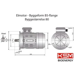 El-motor 0,75kw  80-2 B5 400V, FL 80 B5 2800 o/min