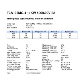 El-motor 11kw 132-4 B5 400V, Fl 132B5 1400 o/min
