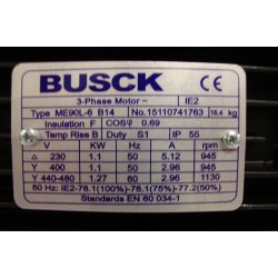 El-motor 1,1kw  90-6 B14 400V, FL 90 B14 900 o/min