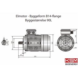 El-motor 1,1kw  90-6 B14 400V, FL 90 B14 900 o/min