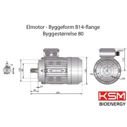 El-motor 1,1kw  80-2 B14 400V, FL 80 B14 2800 o/min