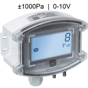 Differenstryktransmitter med display, +/- 1000Pa 0-10V