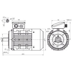 El-motor 1,5kw  90-6 B14 400V, FL 90 B14 900 o/min