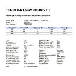 El-motor 1,5kw  90-6 B5 400V, FL 90 B5 900 o/min