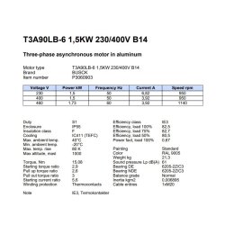 El-motor 1,5kw  90-6 B14 230V, FL 90 B14 1400 o/min