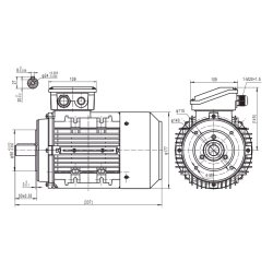 El-motor 1,5kw  90-6 B14 230V, FL 90 B14 1400 o/min