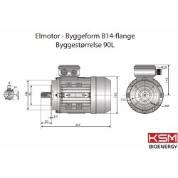 El-motor 1,5kw  90-4 B14 400V, FL 90 B14 1400 o/min