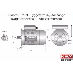El-motor 1,50kw  90-4 B5 230V+, FL 90 B5 1400 o/min