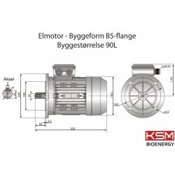 El-motor 1,5kw  90-4 B5 400V, FL 90 B5 1400 o/min