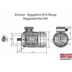 El-motor 1,5kw  90-2 B14 400V, FL 90 B14 2800 o/min
