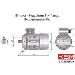 El-motor 2,2kW 90-2 B14 400V, FL 90 B14 2800 o/min