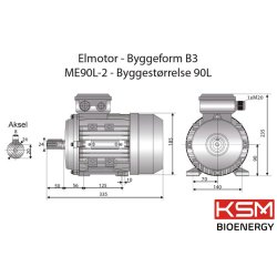 El-motor 2,2kW 90-2 B3 400V, Med fod, for r�gsuger