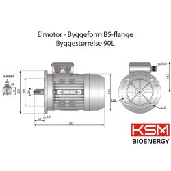 El-motor 2,2kW 90-2 B5 400V, FL 90 B5 2800 o/min