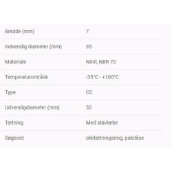 Simmerring 35 X 52 X 7, Indgangsaksel NMRV 063 (DM)