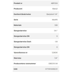Hydraulik Banjobolt 1/4",