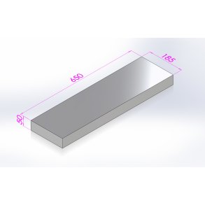 Bundsten for 145 - 190XL, Ildfast Beton 650 x 185 x 50 LxBxT