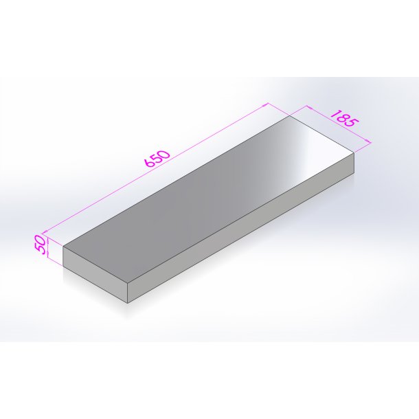 Bundsten for 145 - 190XL, Ildfast Beton 650 x 185 x 50 LxBxT