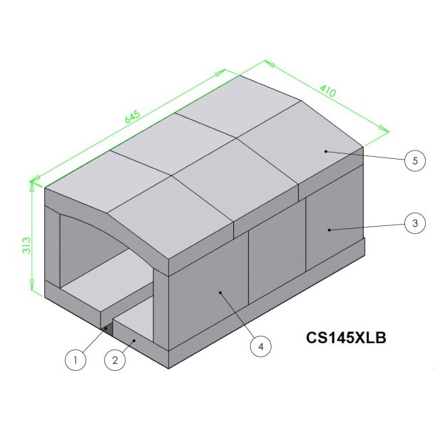 Betonsten komplet for 145-190XL, Med buet topsten, erstatter de plane
