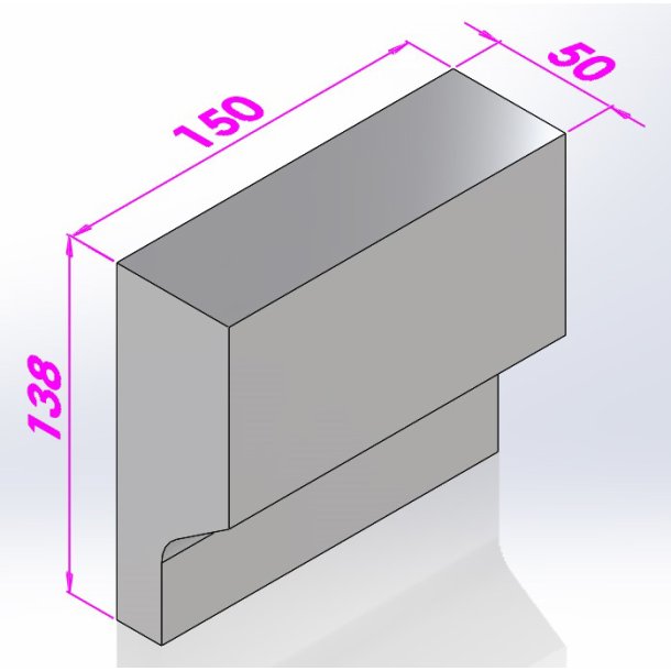 Sidesten for 175FX v. Luftdyse, Ildfast Beton 152 x 147 x 50 HxBxT