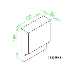 Sidesten for 275FX v. Luftdyse, Ildfast Beton 183 x 150 x 50 HxBxT