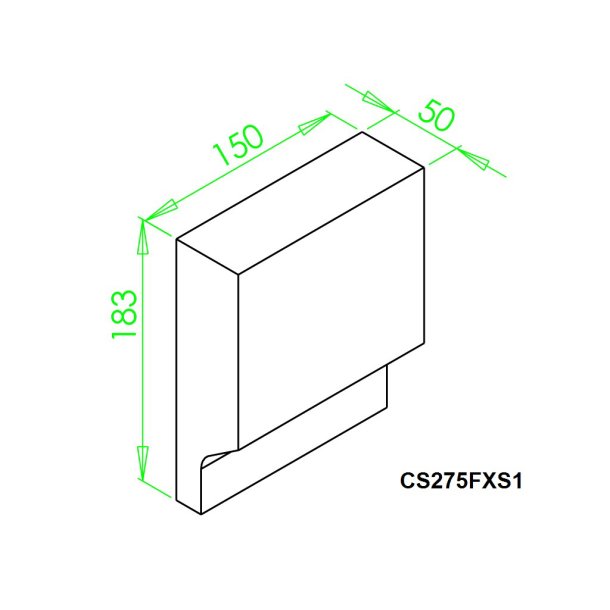 Sidesten for 275FX v. Luftdyse, Ildfast Beton 183 x 150 x 50 HxBxT