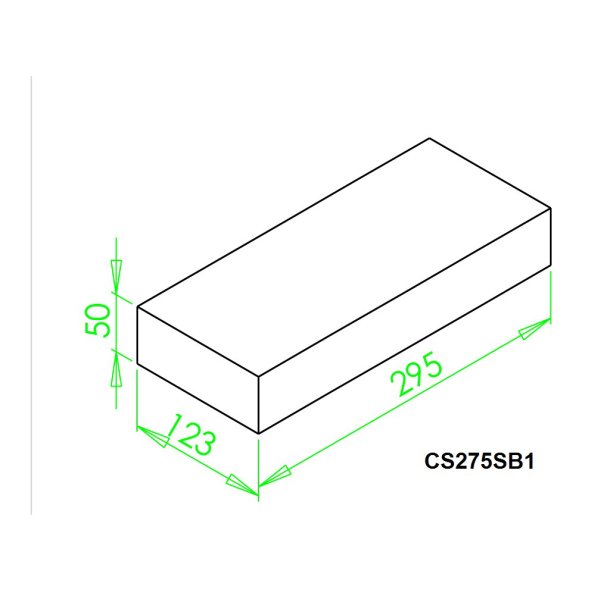 Bundsten 175 + 275 , Ildfast beton 295x122,5x50 HxBxT