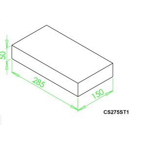 Topsten for 175 + 275 + 375, Ildfast Beton 285 x 150 x 50 LxBxT