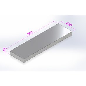 Bundsten for 240-360XL, Ildfast Beton 800 x 230 x 50 LxBxT