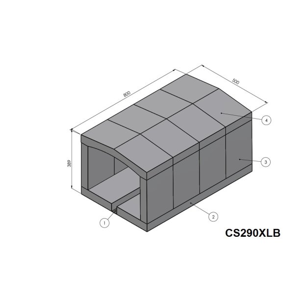 Betonsten komplet for 240-360XL, Med buet topsten, erstatter de plane