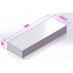Bundsten for 375, Ildfast Beton 360 x 122,5 x 50 LxBxT